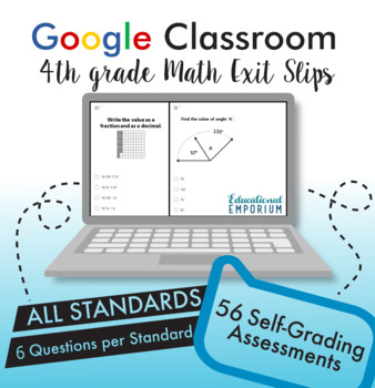 Preview of AUTO-GRADED 4th Grade Math Exit Slips/Tickets ★ Google Forms for All Digital LMS