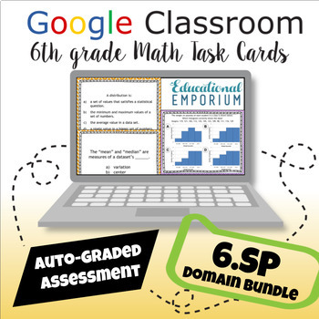 Preview of AUTO-GRADED ⭐ 6th Grade SP Math Task Cards Bundle ⭐ Statistics & Probability