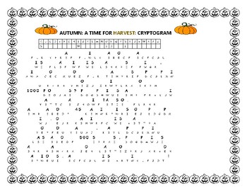 AUTUMN: A HARVEST TIME OF DELIGHT: CRYPTOGRAM | TpT