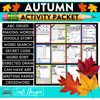Preview of AUTUMN ACTIVITY PACKET word search early finisher activities writing worksheets