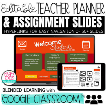 Preview of AUTUMN BRIGHTS Digital Teacher Planner Google Slides Template BLENDED LEARNING