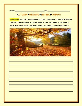 Preview of AUTUMN CREATIVE WRITING PROMPT   GRS. 3-6, ESL