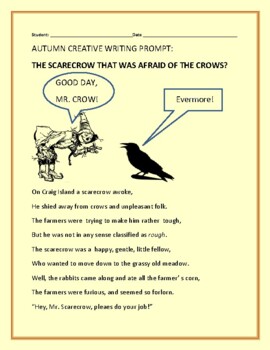 Preview of AUTUMN CREATIVE WRITING PROMPT: THE SCARECROW WHO WAS AFRAID OF CROWS?