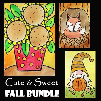 Preview of AUTUMN & FALL BUNDLE | 3 Directed Drawing & Watercolor Painting Art Projects