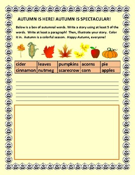 Preview of AUTUMN IS HERE! : A WRITE & DRAW ACTIVITY    GRS. 3-6, ELA & ESL