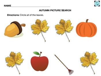 AUTUMN PICTURE SEARCHES by Special Ed Teacher's Corner | TPT