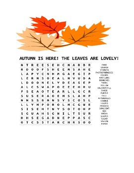 Preview of AUTUMN WORD SEARCH: LEAVES