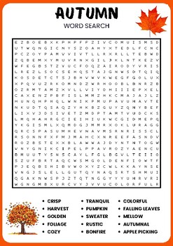 AUTUMN WORD SEARCH PUZZEL WORKSHEET ACTIVITY by Little Teatcher | TPT