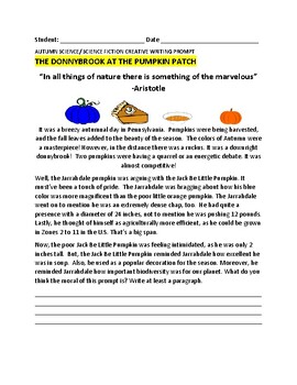 Preview of AUTUMN WRITING PROMPT: DONNYBROOK AT THE PUMPKIN PATCH/ GRS. 4-8