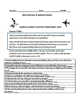 Preview of AVIATION THROUGH THE STUDY OF BIRDS: A QUIZ/  GRS. 5-12, MG, AERODYNAMICS