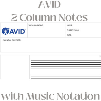 Preview of AVID 2 Column Notes for Music