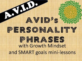 Preview of College Prep- 4 day Personality Phrase lessons with GROWTH MINDSET