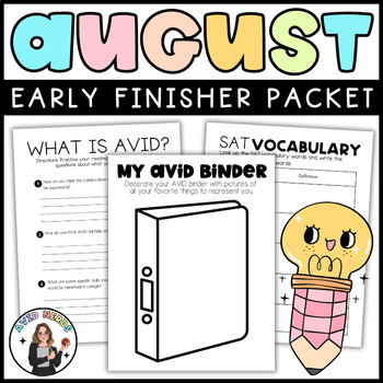 Preview of AVID Back to School | August Early Finisher Activity Packet-With WICOR Skills