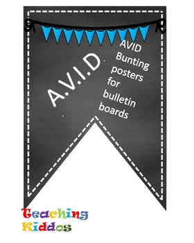 Preview of AVID Bulletin Board Header Decoration Chalkboard blue teal pennant