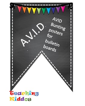 Preview of AVID Bulletin Board Header Decoration Chalkboard multi color rainbow pennant