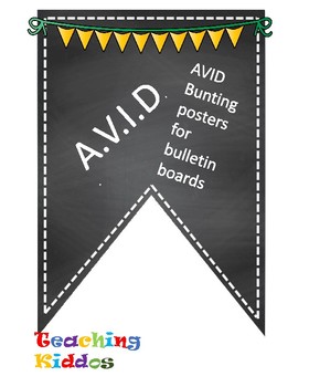 Preview of AVID Bulletin Board Header Decoration Chalkboard yellow green gold pennant