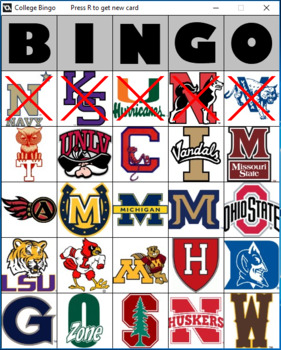 Avid College Logo Bingo Game Online No Printing Needed By Dadio Tpt