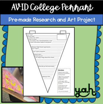Preview of AVID College Research Project: Pennant Flag Directions College Week Activity art