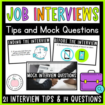 Preview of AVID Common High School Job Interview Tips and Mock Questions