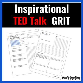 Preview of Cornell Notes for Ted Talk on GRIT for the avid learner l PDF version