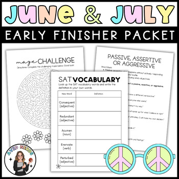 Preview of AVID End of Year | Summer Early Finisher Activity Packet-With WICOR Skills