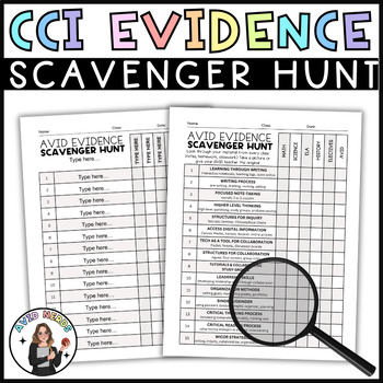 Preview of AVID CCI Data Collection Evidence Scavenger Hunt | Editable Template Included