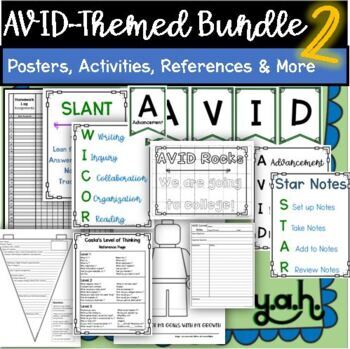 Preview of AVID Mini Bundle 2: Posters, Pennant Flag, Successful Student, WICOR, STAR, note