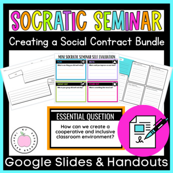 Preview of AVID Mini Socratic Seminar Activity - Back to School / Social Contract BUNDLE