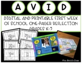AVID One-Pager: Digital and Print First Week of School Ref
