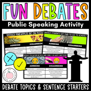 Preview of AVID Public Speaking Activity - Debate Topics & Sentence Starters