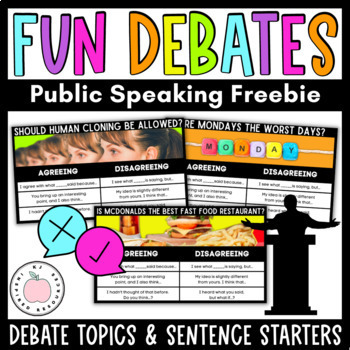 Preview of AVID Public Speaking Activity - Debate Topics and Sentence Starters