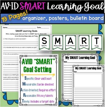 Preview of AVID SMART Learning Goals Organizer Activity Bulletin Board Posters Banners IEP