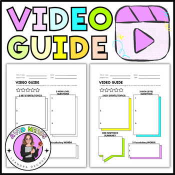 Preview of AVID Video or Movie Guide Activity - Printable