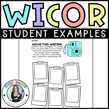 Preview of AVID WICOR This Monthly Student Example Pages for CCI Data Collection