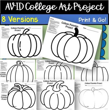 Preview of AVID college research project activity pumpkin Halloween art craft bulletin