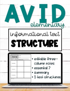 Preview of AVID elementary Text Structure Notes