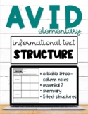 AVID elementary Text Structure Notes