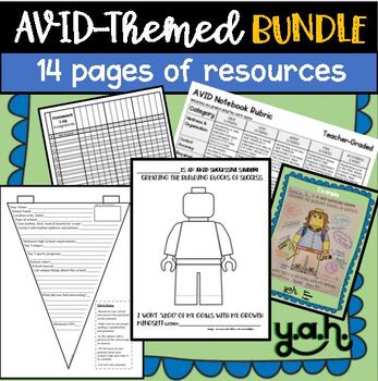 Preview of AVID themed mini Bundle: College Pennant, Successful Student, Notebook Rubric
