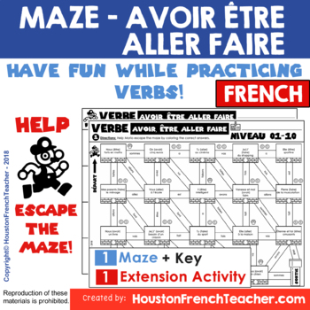 Preview of AVOIR ETRE ALLER FAIRE French Verb Game -grammar/conjugation game (MAZE)