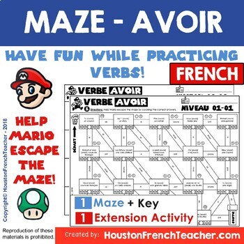 Preview of AVOIR French Verb Game -grammar/conjugation game (MAZE)