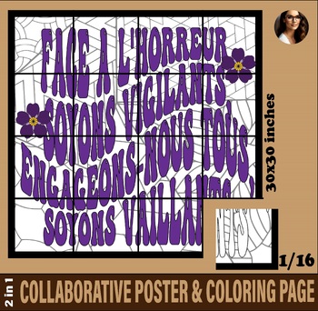 Preview of AVRIL SOUVENIR GENOCIDE ARMENIEN FLEUR COLORIAGE FRENCH COLLABORATIVE POSTER