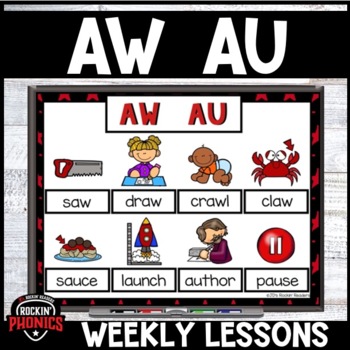 The Sound of aw - au / Phonics Mix! Paw, draw, yawn, pawn, August, launch,  applaud and sauce. 