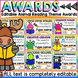 EDITABLE AWARDS: BACK TO SCHOOL: END OF YEAR: ANIMAL READI