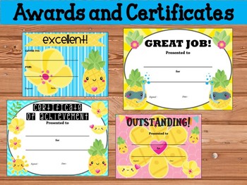 Preview of AWARDS and CERTIFICATES: Positive Pineapples