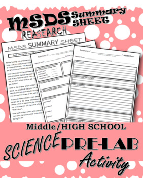 Preview of AWESOME SCIENCE LAB TOOL! MSDS Student Summary Sheet