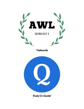 Preview of AWL Sublist 1 - Flashcards. Online Vocabulary Study. GMAT. SAT. ESL. Test prep.