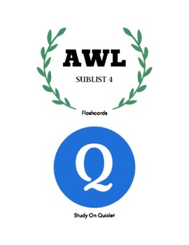 Preview of AWL. Sublist 4. SAT. GMAT. Flashcards. Vocabulary. Test Prep. Academic. ESL.
