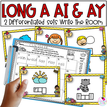 Preview of AY AI - Long A - Vowel Teams - Phonics - Write the Room