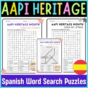 Preview of AAPI Month Spanish word search Puzzle | Asian American Heritage Month