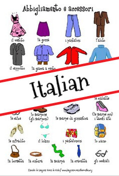 Abbigliamento e accessori flashcard + attività (Italian) (+ Digital TpT)